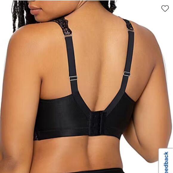 Curvy Couture Luxe Lace Bra 1320 40H/42G Black Beige Wireless Mesh Lingerie - Picture 2 of 9